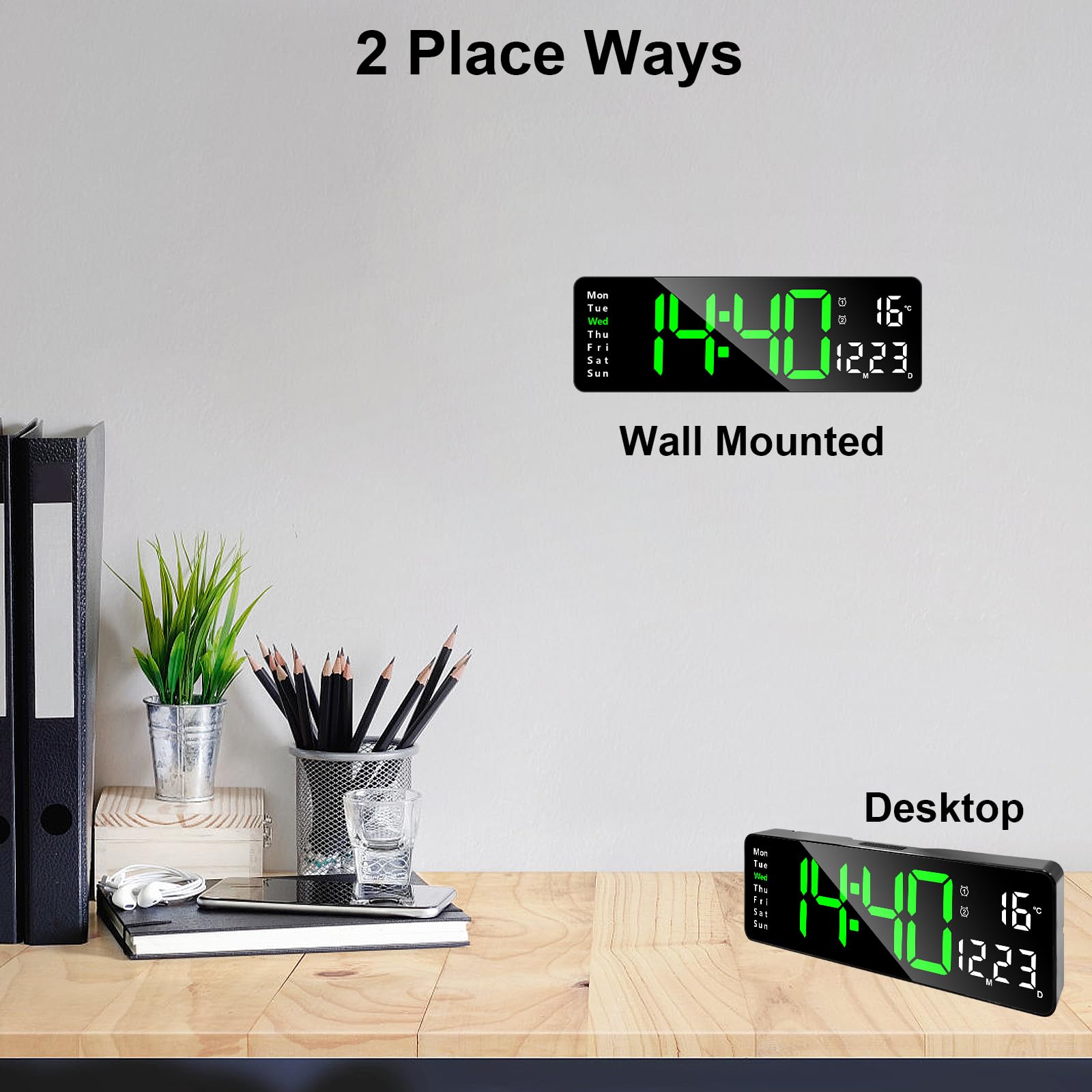 Horloge Murale Numérique LED Avec Télécommande Positif