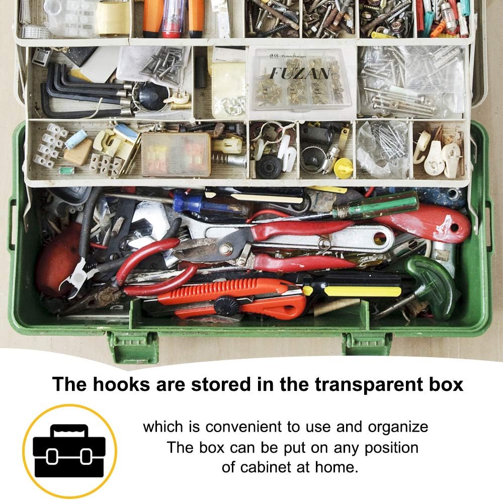 72 pcs Picture Hangers with Different Sizes, Assorted One Step Hangers, Iron Alloy Nail Hooks, Professional Plaster Picture Hanging Kit on Wooden/Drywall Hanging Hardware for Clock,Mirror,Jewelry - - 