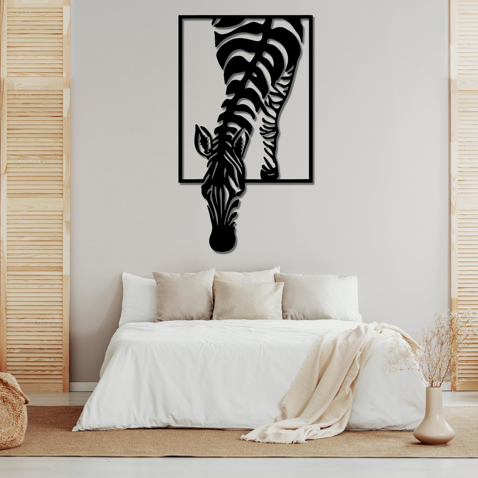 Genérico Cuadro de Madera con Silueta de Cebra en Relieve 3D- Decoración de Pared Moderna y Original - Arte Minimalista para hogar u Oficina