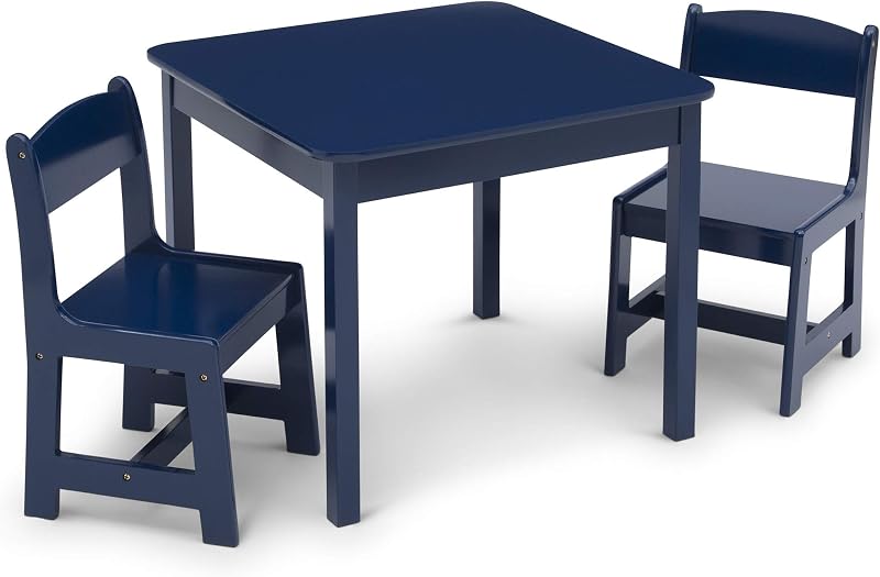 Delta Children MySize Juego de mesa y sillas de madera para niños (2 sillas incluidas), azul profundo