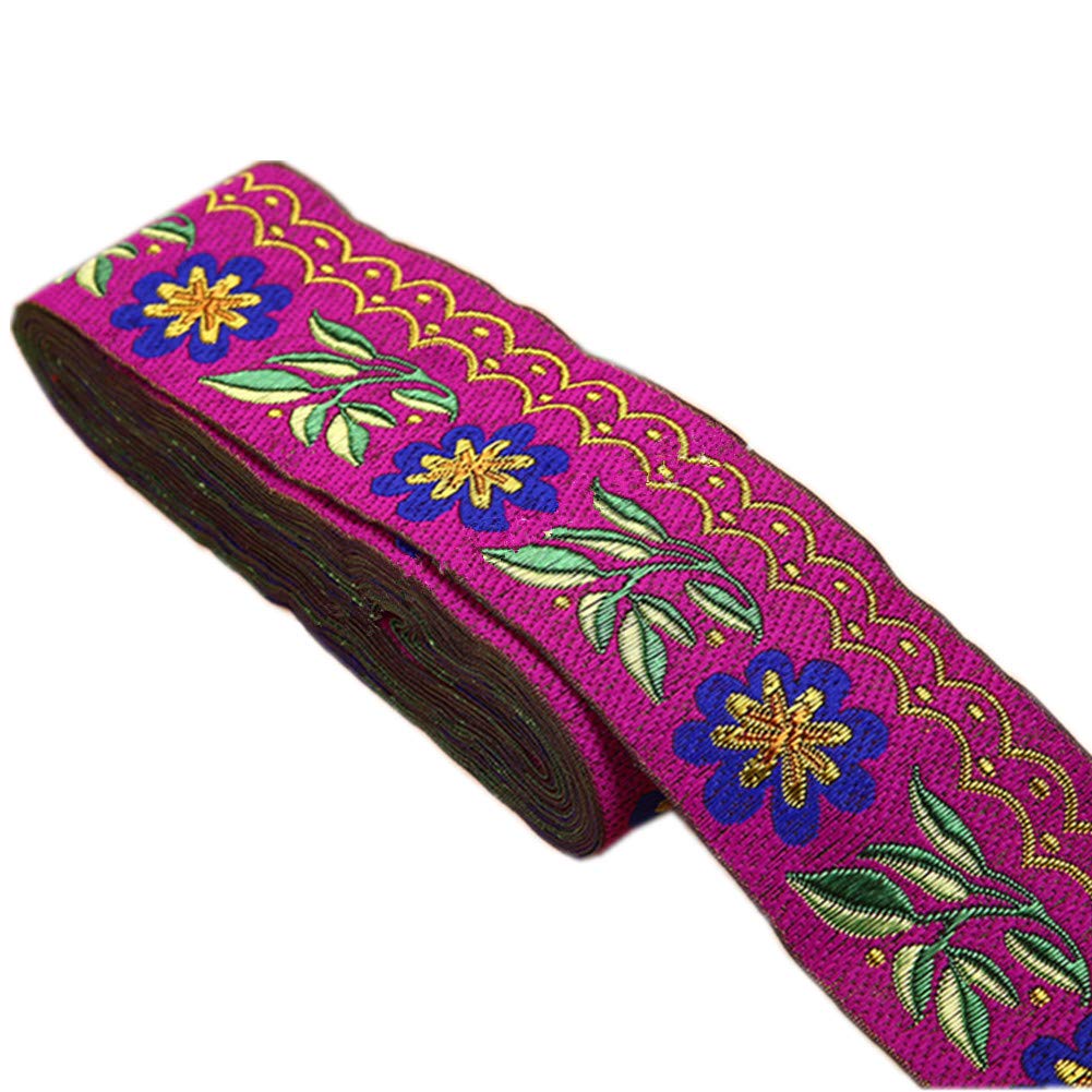 GORGECRAFT Jacquard-Band – Blumenstickerei, 7 Yards, 5,1 Cm Breit, Perfekt Zum Basteln & Dekorieren