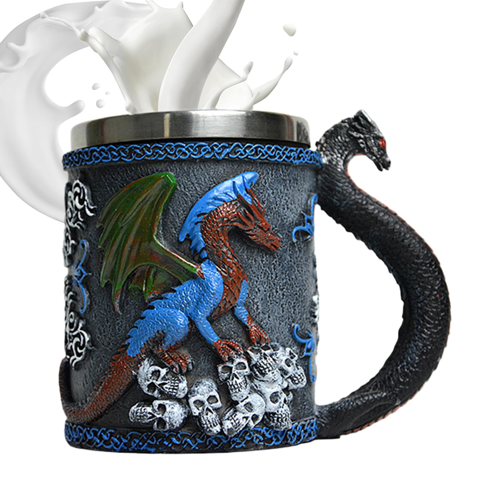 Taza de dragón medieval con forro de acero inoxidable de alta calidad