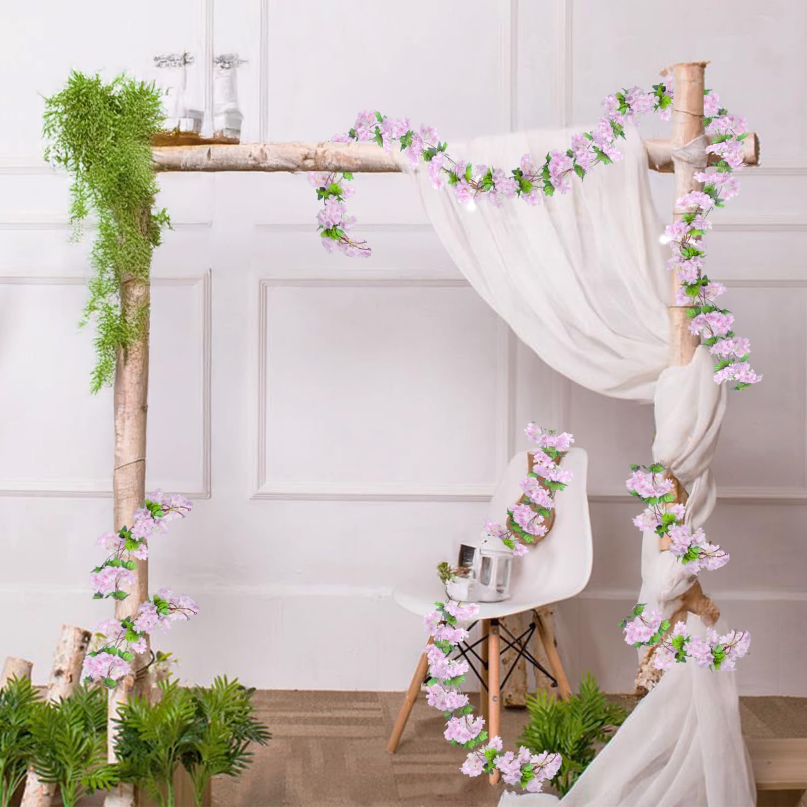 Ghirlanda di Vite Fiori di Ciliegio Artificiali,2 Pezzi 180cm Fiori di Ciliegio Artificiali,135 Fiori Ghirlanda di Fiori di Ciliegio per la Decor Della Festa Nuziale Nel Giardino di Casa(Rosa Scuro