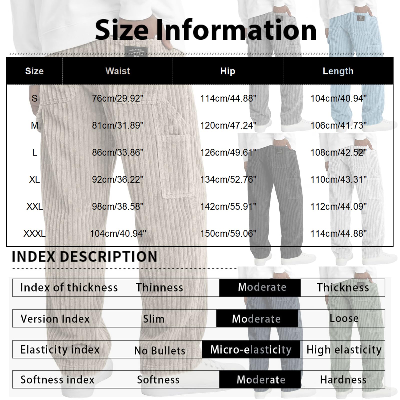Da In Velluto A Coste Righe Verticali Casual Americano Vintage Gamba Dritta