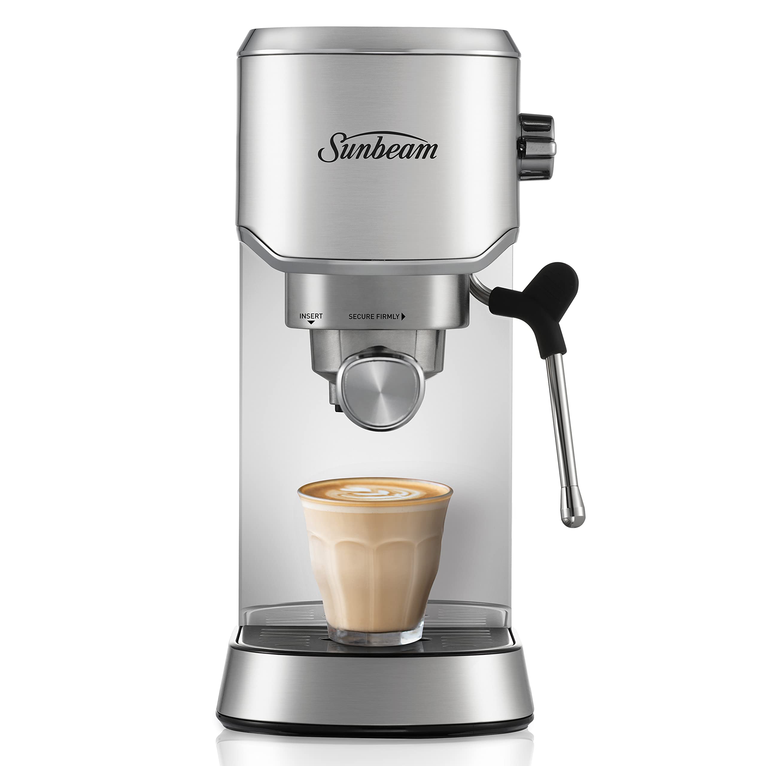 Sunbeam Compact Barista Espresso Machine | Small Manual Coffee Machine, 15-Bar Pump, Powerful Steam Wand, Café Style Features, Silver EMM2900SS