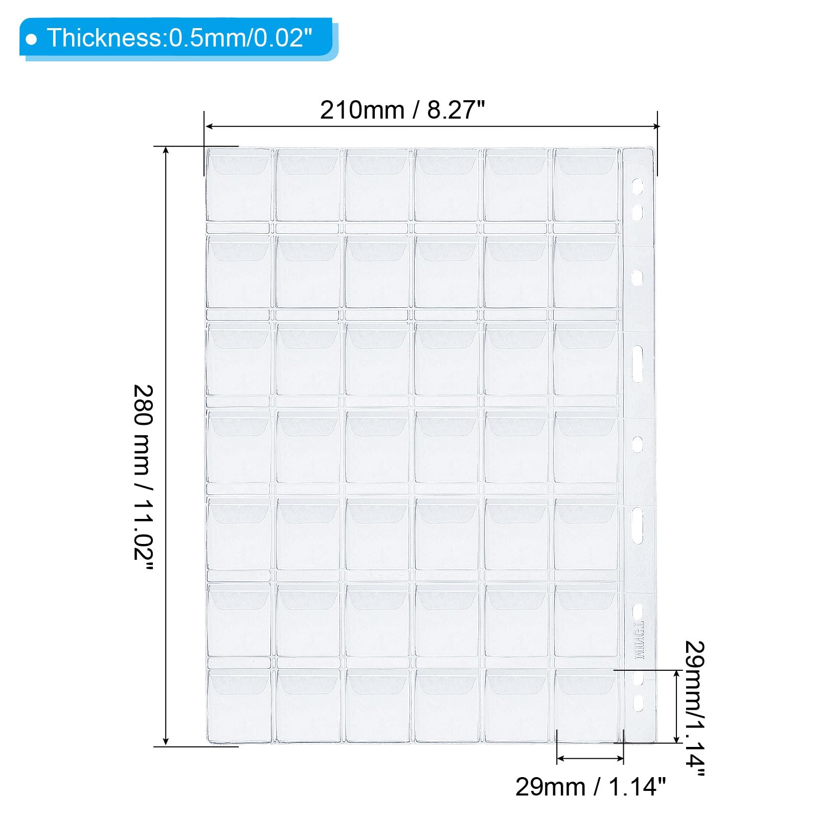PATIKIL 42 Pockets Coin Collecting Pages, 10 Sheets Coin Binder Inserts Sleeves with 9 Hole Coins Holder for Coin Book Album, Clear - Image 3