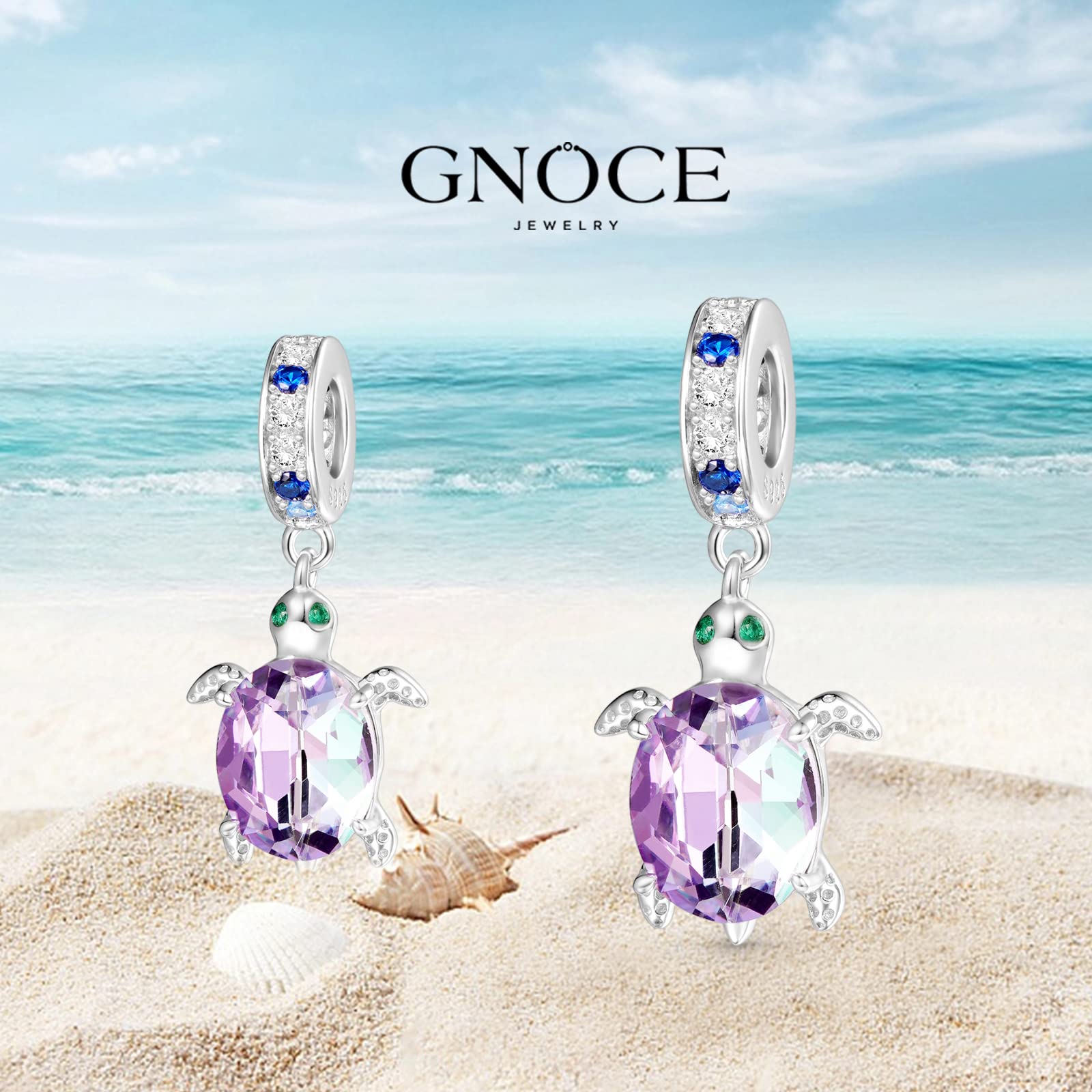 GNOCE Tartaruga Marina Ciondolo Charm 925 Argento Scintillante Charms Gioielli Regalo Donne Ragazze Fit Serpente Catena Bracciali/Collana