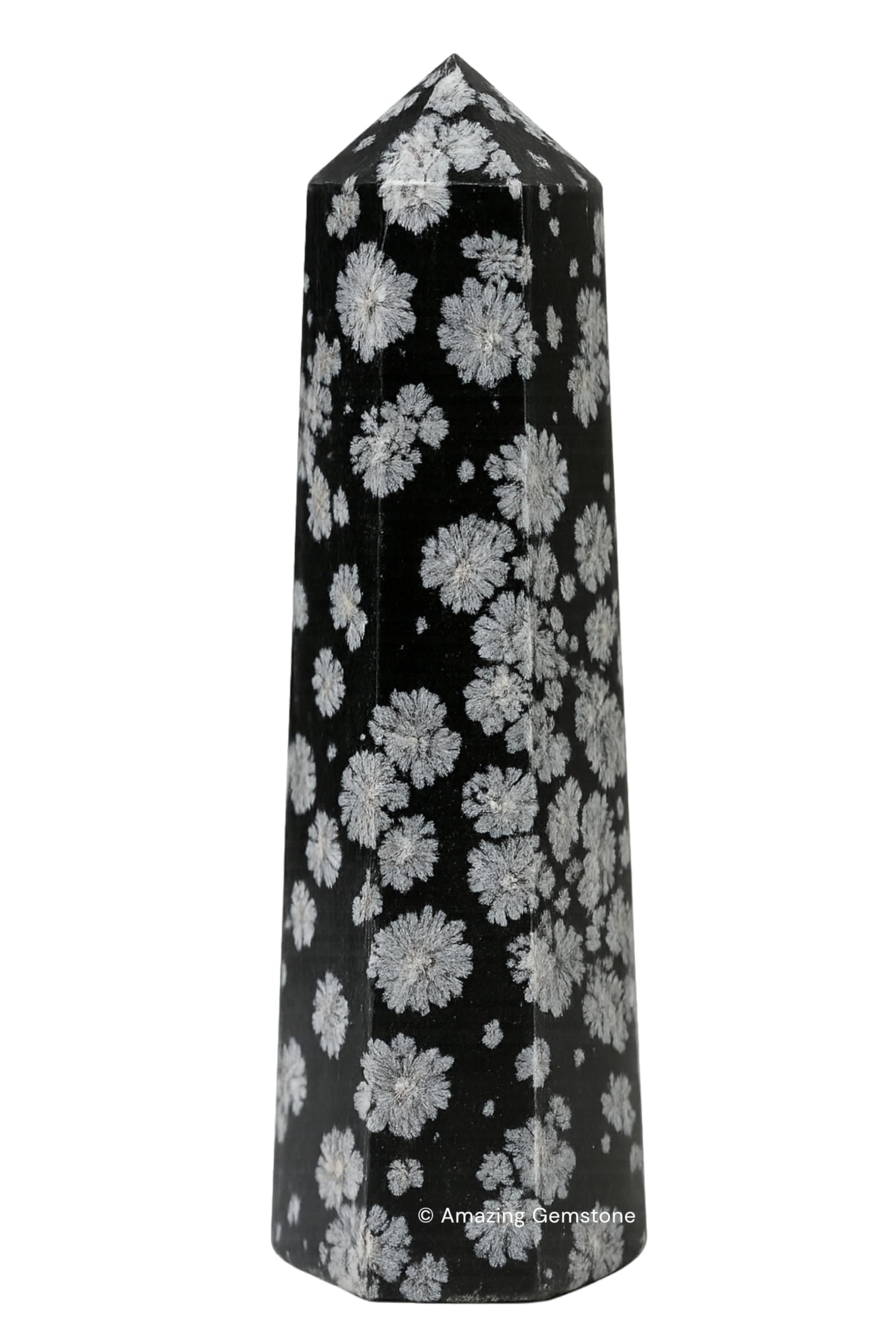 Amazing Gemstone Snowflake Obsidian Crystal Towers - Natural Healing Crystal Point Obelisk for Reiki Healing and Crystal Grid (3" to 4" INCH)