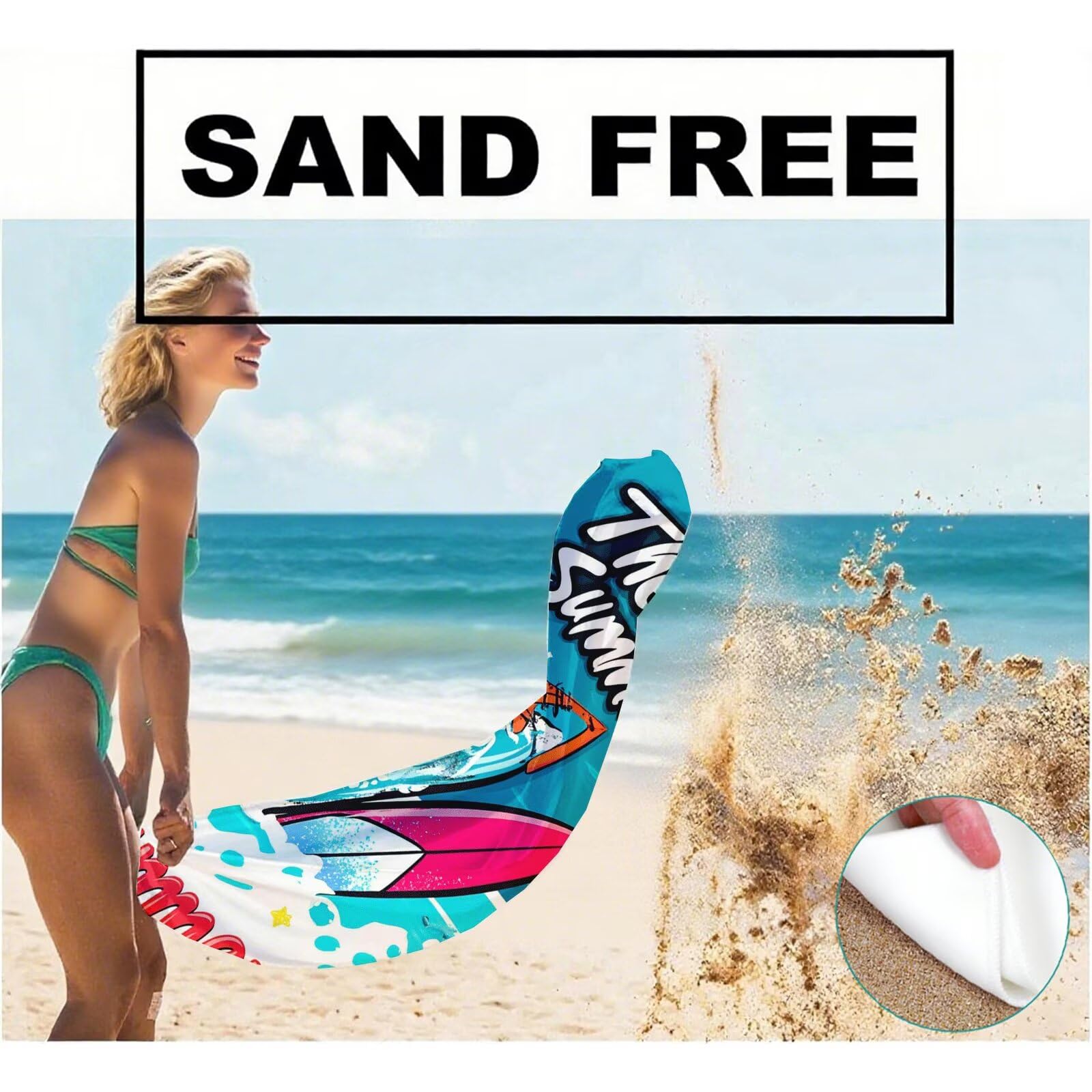 Telo Mare Microfibra, Telo Mare Grande 200x100 cm Set da 2, Antisabbia Asciugatura Rapida Assorbente Salvietta da Spiaggia Asciugamano per Palestra Piscina Viaggi Picnic, Regali Donna Estate Q-717