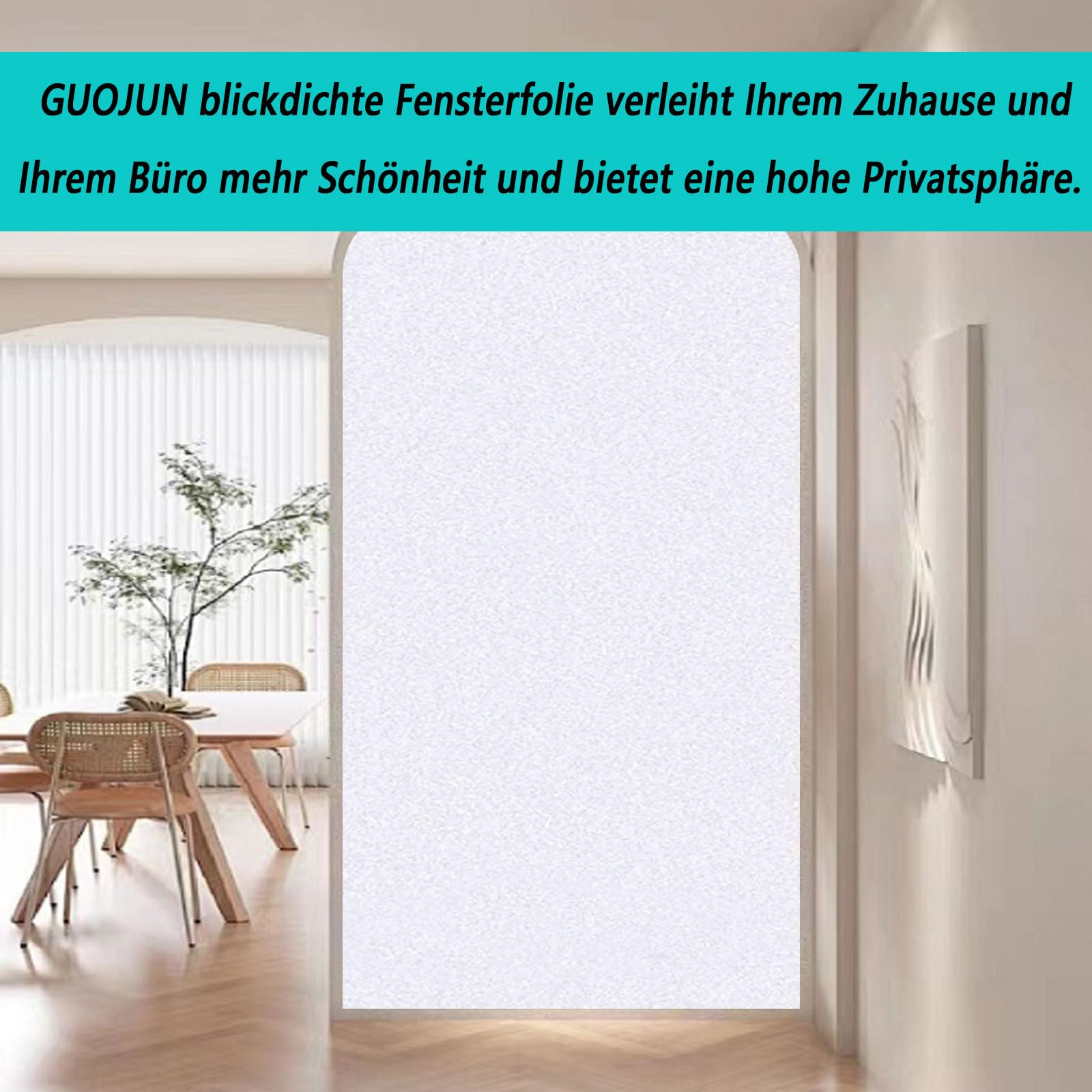 Film Electrostatique Vitre 40 x 520 cm Sticker Electrostatique Vitre Dépoli Anti UV Film Fenêtre Anti Regard Dépoli pour Chambre, Bureau, Cuisine, Blanc Mat