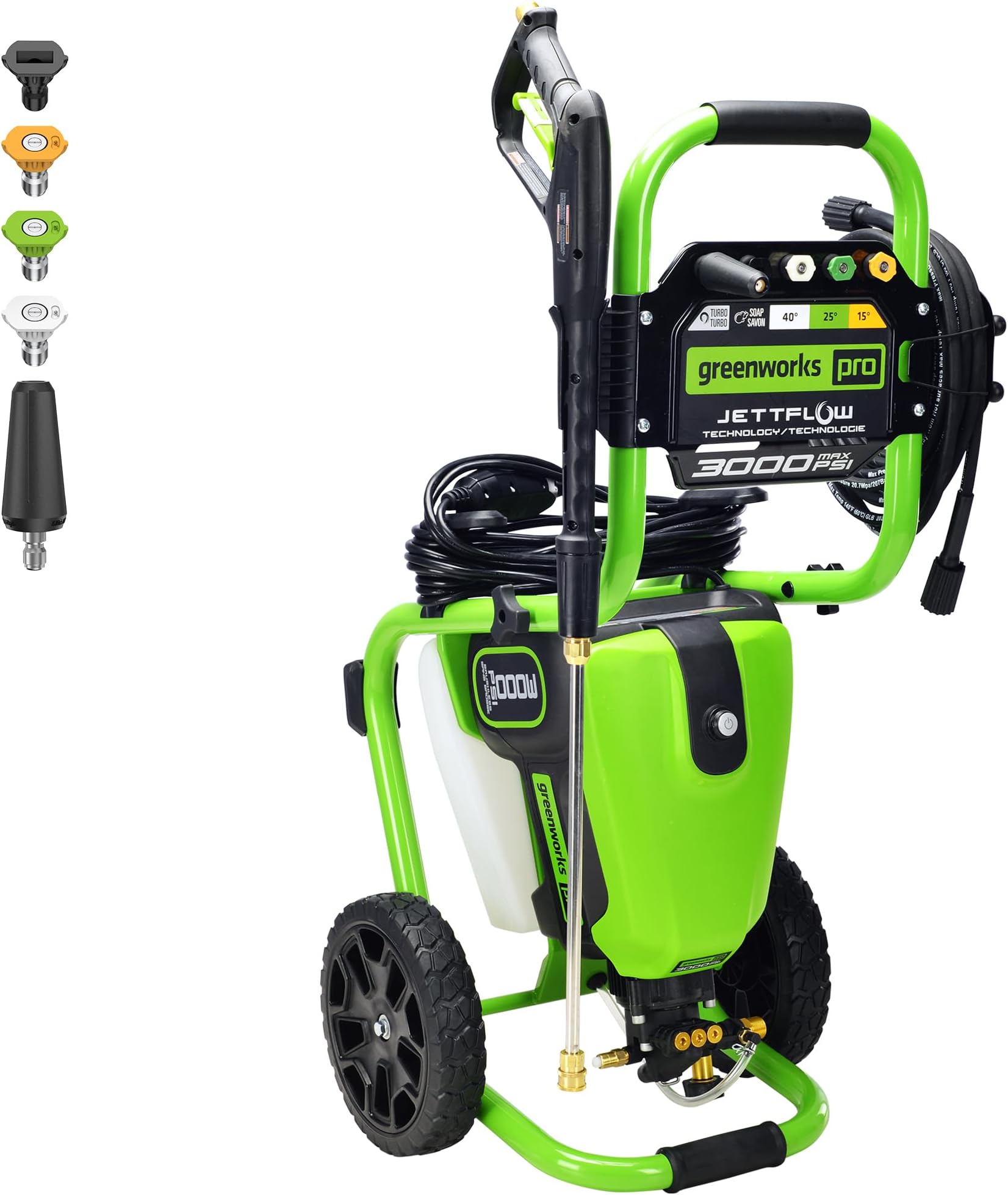 Pro Brushless 3000 PSI (CSA Certified) 2.0 GPM Max / 1.1 GPM Electric Pressure Washer (Rugged Steel Frame, 25 FT Hose, 35 FT GFCI Power Cord)