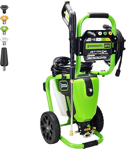 Greenworks Pro Brushless 3000 PSI (CSA Certified) 2.0 GPM Max / 1.1 GPM Electric Pressure Washer (Rugged Steel Frame, 25 FT Hose, 35 FT GFCI Power