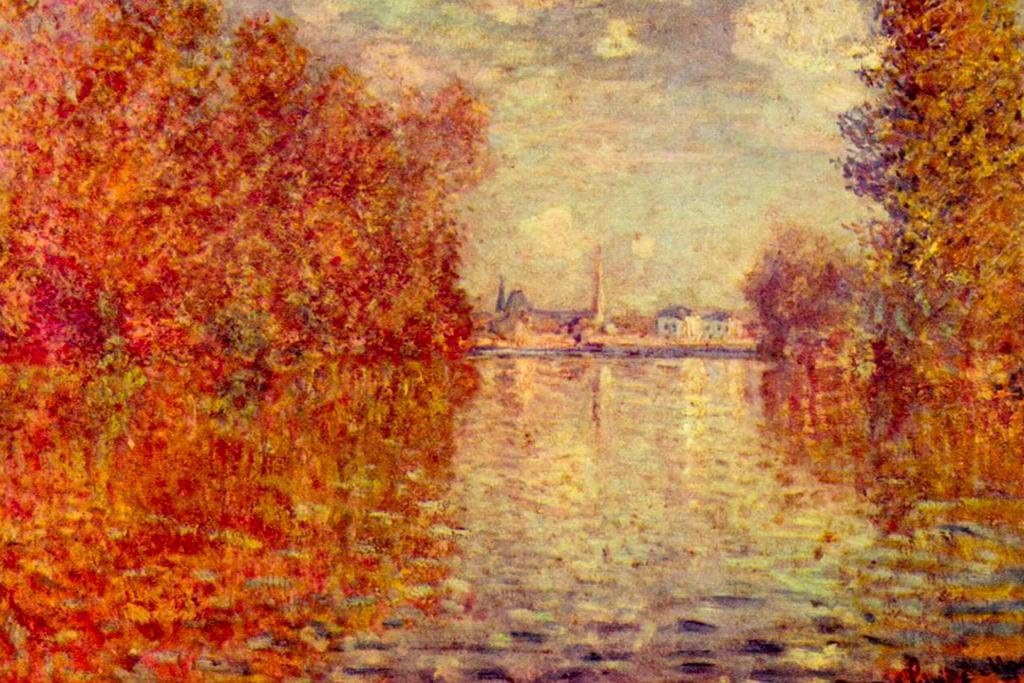 クロード・モネ「秋のアルジャントゥイユ」複製画額入り世界名画印象派
