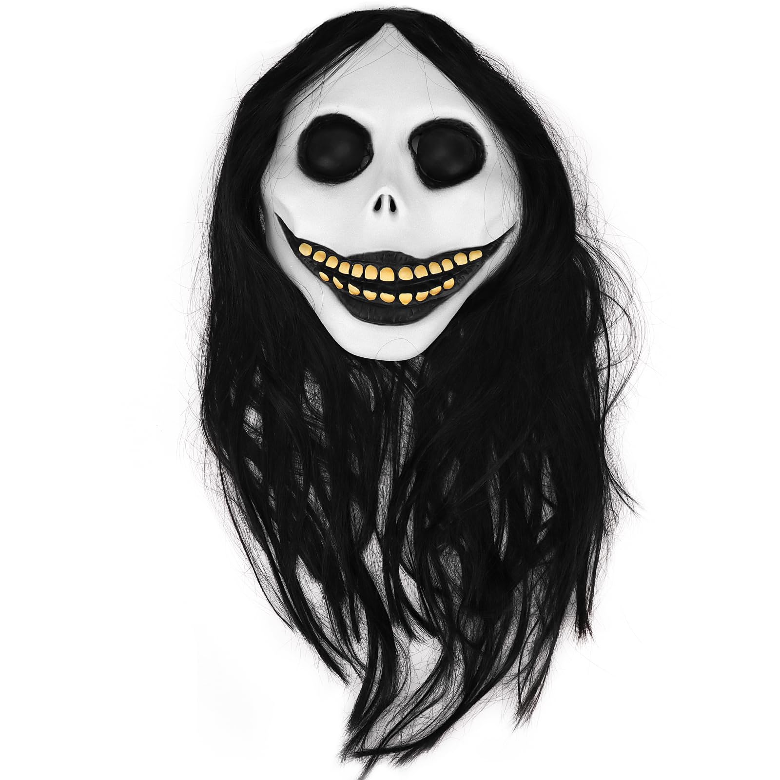 Scary Halloween Mask for Adults, Realistic Horror Mask with Hair, Creepy Halloween Mask for Theme Party Cosplay