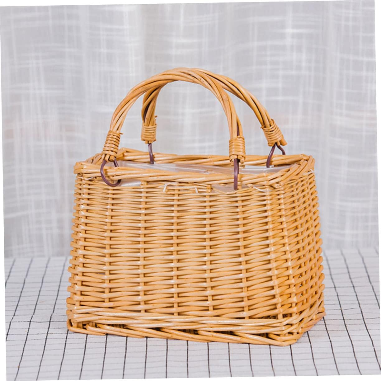 3個 ラタンフラワーバスケット 三輪車 市場 ボウル 家庭用手かご フルーツバスケット パッキングバスケット 収納バスケット 野菜バ