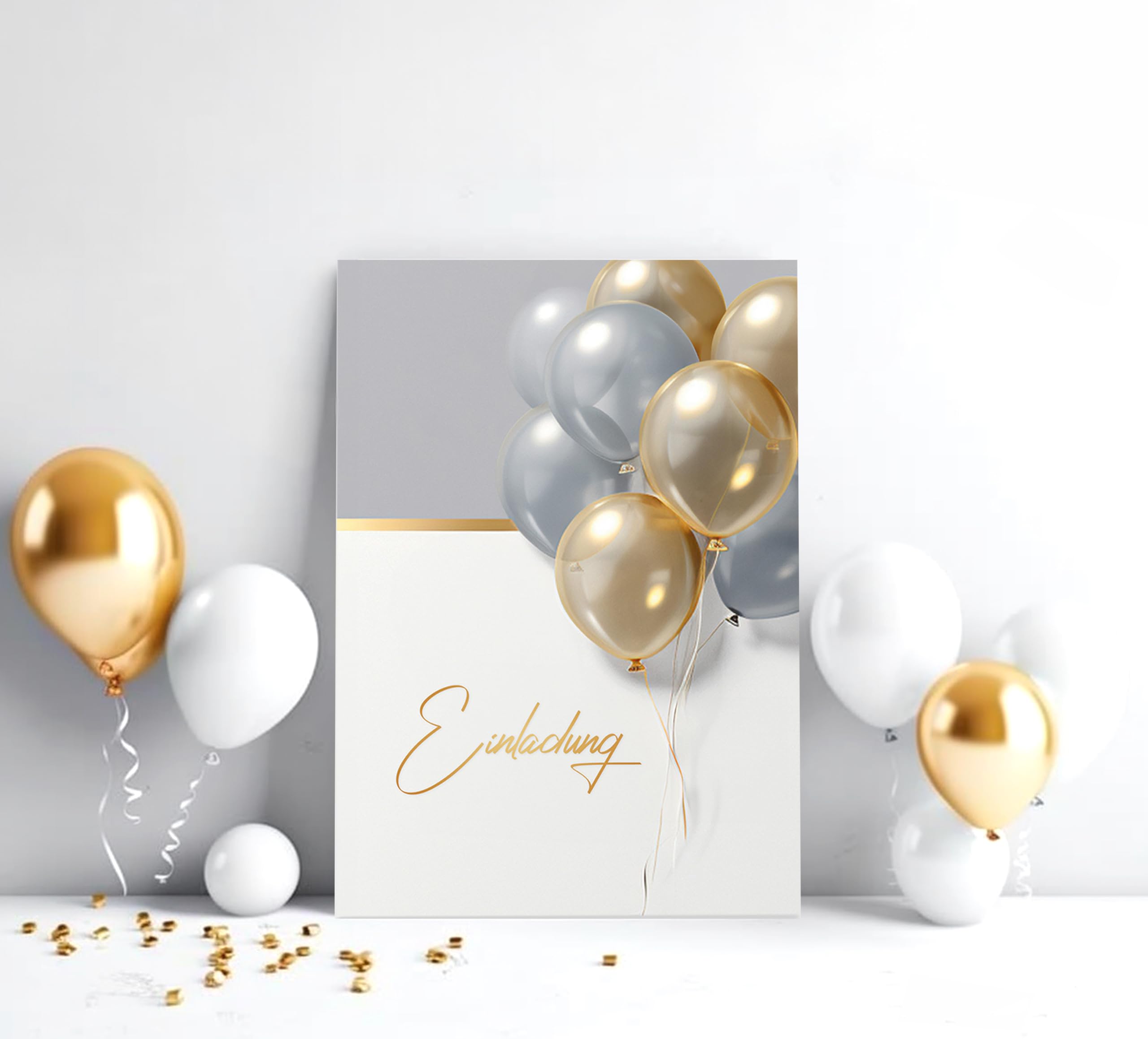 10 Cartes Invitation Anniversaire Élégantes Or & Noir – Format A6 Avec Enveloppes, Ballons Luxe