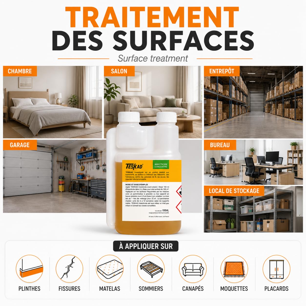 Insecticide Ultra Concentré 100 ml – Formule Puissante à Diluer – Action Choc Contre Punaises de Lit, Insectes Rampants et Volants