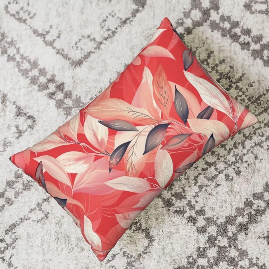 Kissenbezug 60x80, Rot Kissen 2er Set Weich Kissenbezüge, Sofakissen Kissenhülle Mit Verstecktem Reißverschluss Zierkissenbezüge, Cushion Cover Blatt
