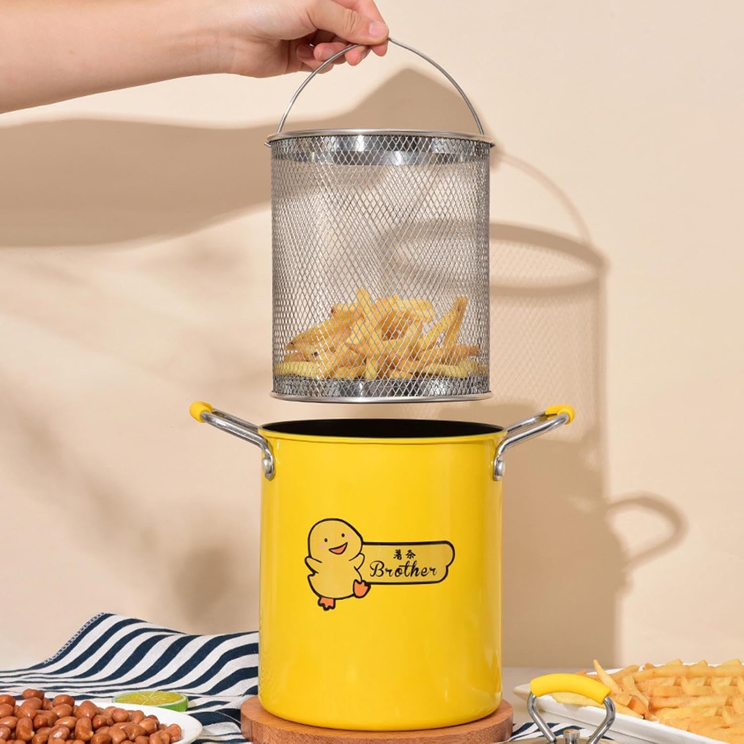 Small Deep Fryer Pans With Basket And Lid, Easy Cleaning Process Design, 3L, Mini Fryers With Handle, Deep Frying Pot, Oil Splatter Guard Design, For Fish Chicken French Fries