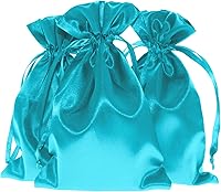 Vista 4 de Bolsas con cordón de satén azul bebé para regalo y recuerdo de boda, 5 x 8 pulgadas, 50 por paquete