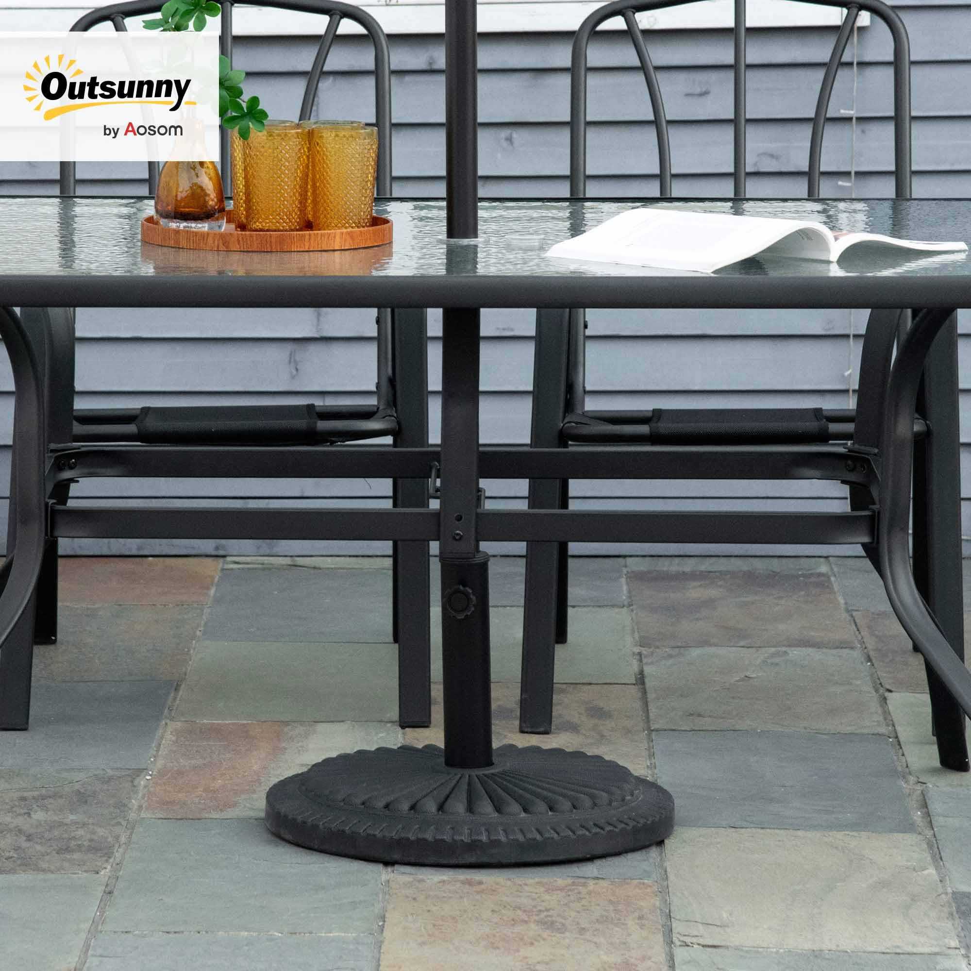 Outsunny Pied de Parasol Base de lestage Parasol Rond Ciment HDPE Motif Rosace Ø 49 cm Poids Net 14 Kg Noir