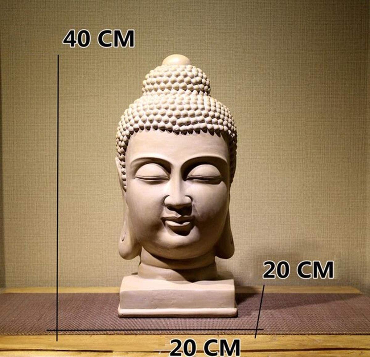 Estatua de Buda meditadora, figura de cabeza de Buda de resina de 15.7 pulgadas, escultura religiosa budista coleccionable