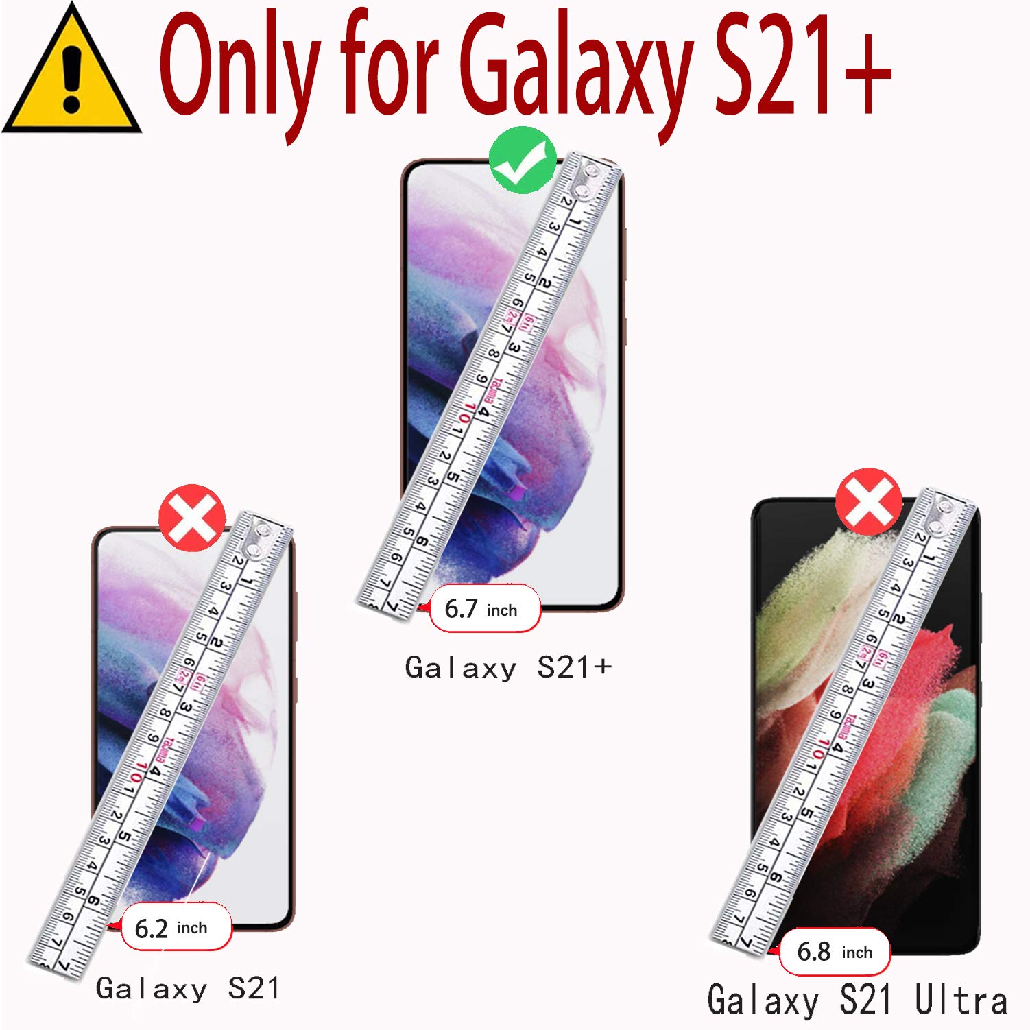 ooMONASAY Wallet Case Compatible for Galaxy S21+Plus 5G, 6.7 inch [Screen Protector Included][RFID Blocking] Flip Folio Leather Cell Phone Cover with Credit Card Holder, Rosegold