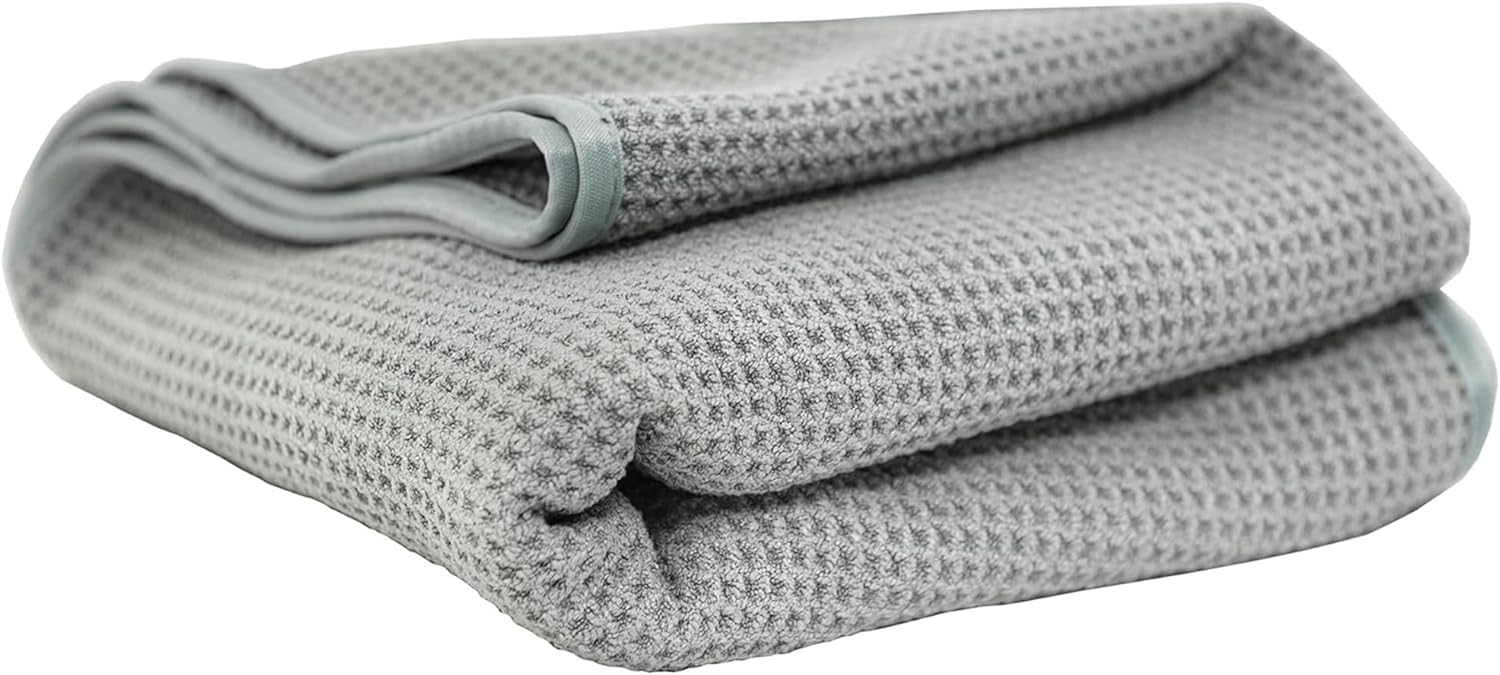 Chemical Guys Waffle Weave Gray Matter Microfiber Drying Towel - 25" x 36", Premium Blend Microfiber Towel with Soft-Banded Edging for Scratch-Free Car Drying, Ultra Absorbent