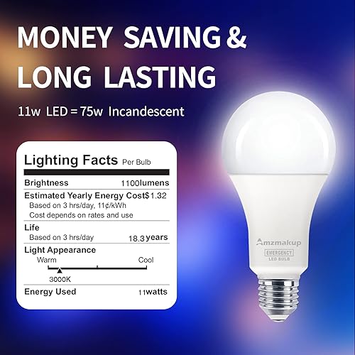 Miniatura 6 de Bombillas recargables con certificación UL, funciona con pilas, bombilla de emergencia de 2000 mAh, corte de energía, campamento, lectura,