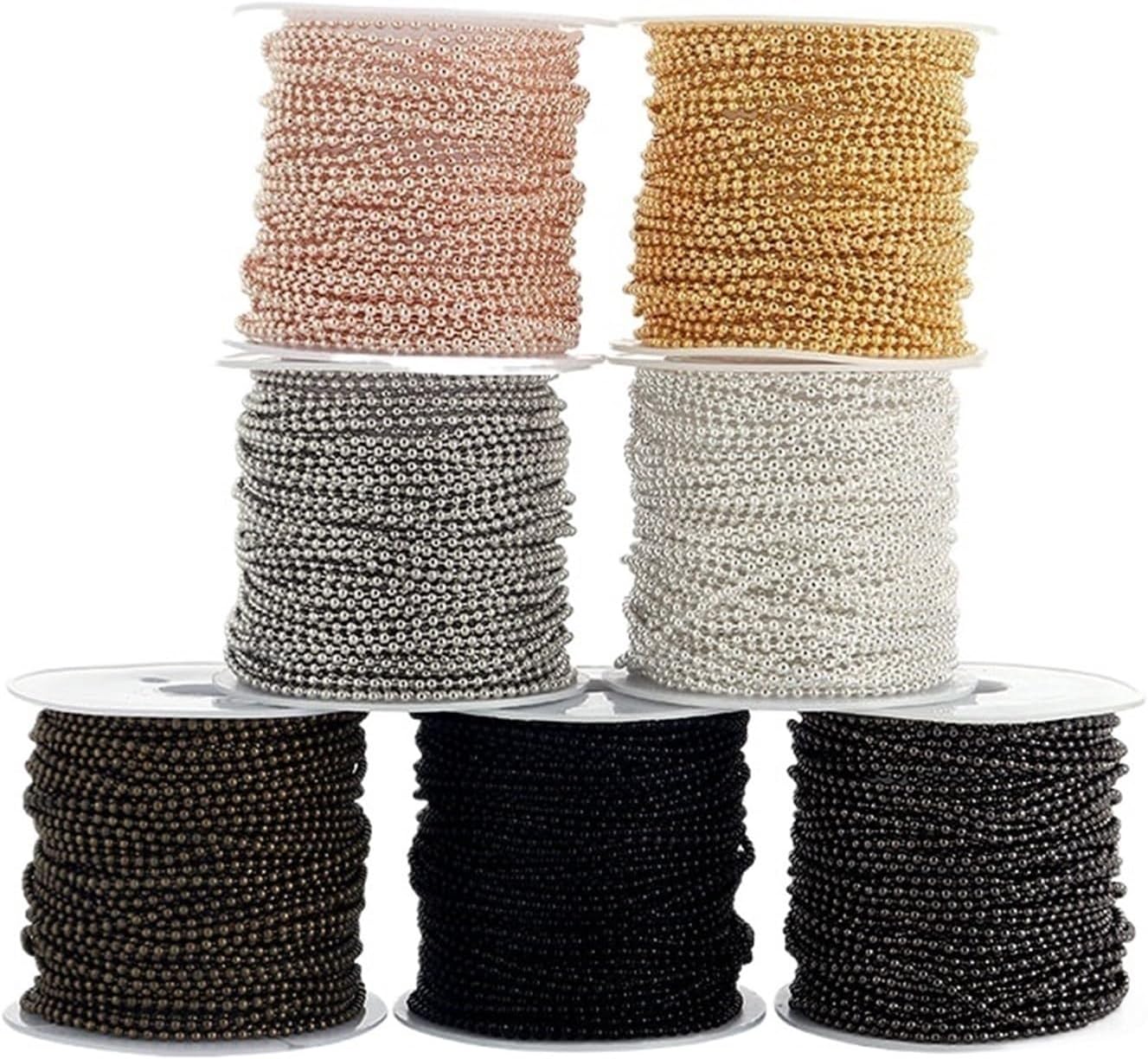 Ball chain, 30yards Round Bead Chain Connector for DIY Jewelry Making Bracelet for(Silver,2.4mm)