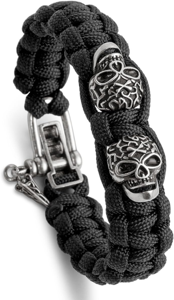 Kayder Skull Series Paracord Bracelet Set with Adjustable D Shackle, Personalized Fashion Jewelry Gift