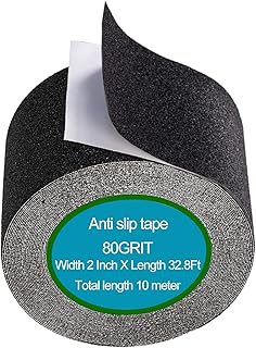 YouOKLight Anti Slip Tape, Heavy Duty Non Slip Tape, Waterproof Strong Traction Anti Slip Grip Tape, 80 Grit Safety Walk Tape, Grip Tape for Stairs, Indoor and Outdoor Used, 2 Inch x 32.8 Ft, Black
