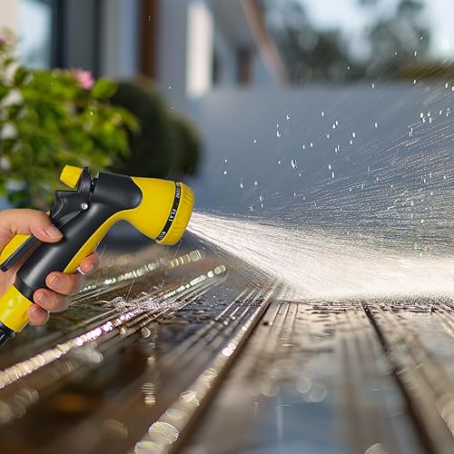 Miniatura 9 de Manguera de jardín con carrete, manguera de agua expandible de 50 pies con boquilla de 8 patrones, ligera y flexible para jardinería, lavado de