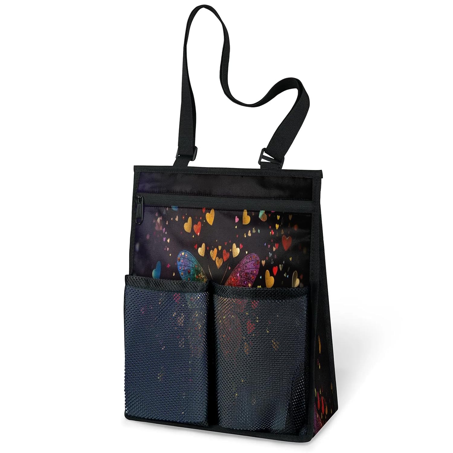Ourtheme Hearts Butterfly Butterflies Portable Shower Bag for Travel Gym Camp Beach Tote Shower Caddy Bags Hanging Toiletry