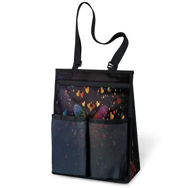 Ourtheme Hearts Butterfly Butterflies Portable Shower Bag for Travel Gym Camp Beach Tote Shower Caddy Bags Hanging Toiletry