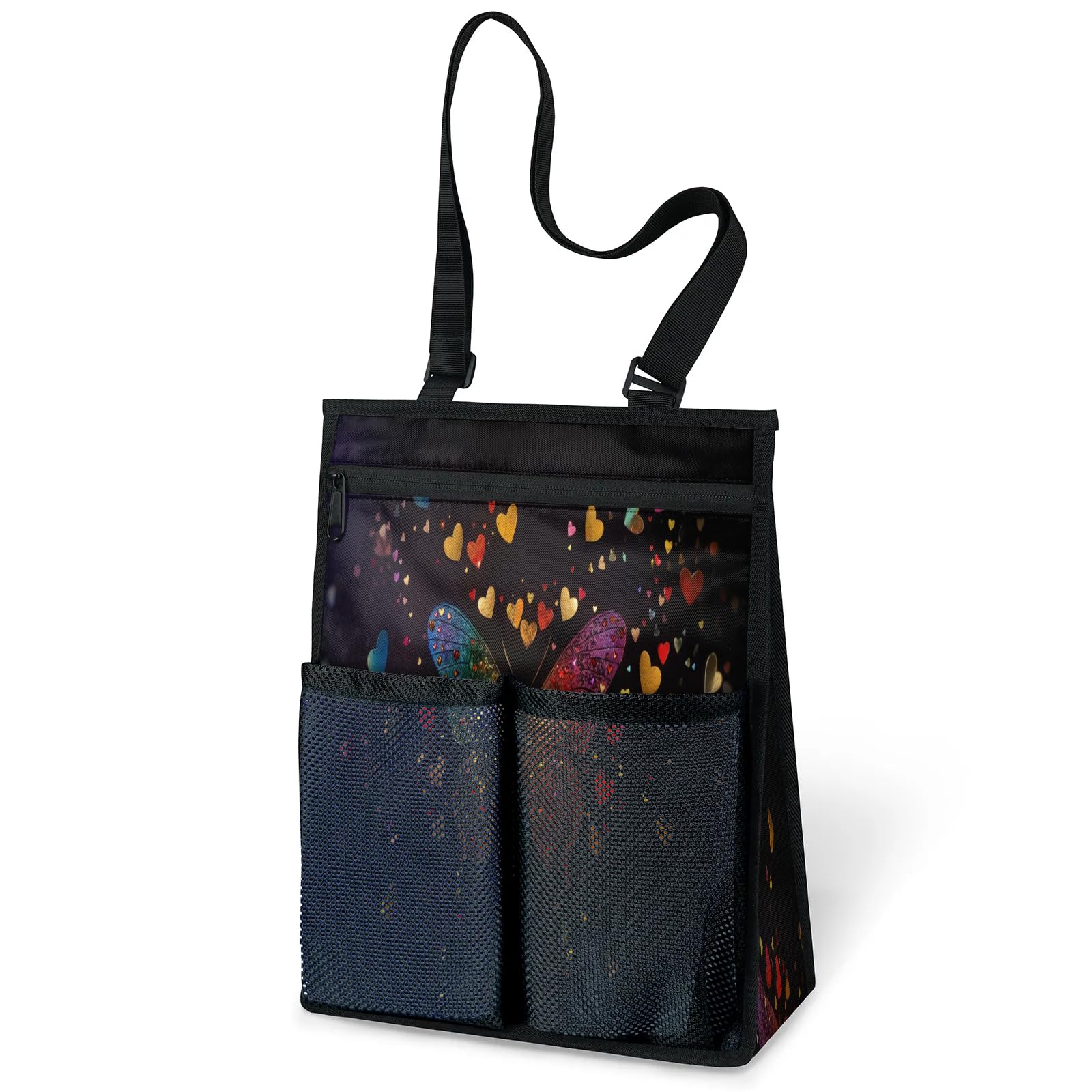 Ourtheme Hearts Butterfly Butterflies Portable Shower Bag for Travel Gym Camp Beach Tote Shower Caddy Bags Hanging Toiletry