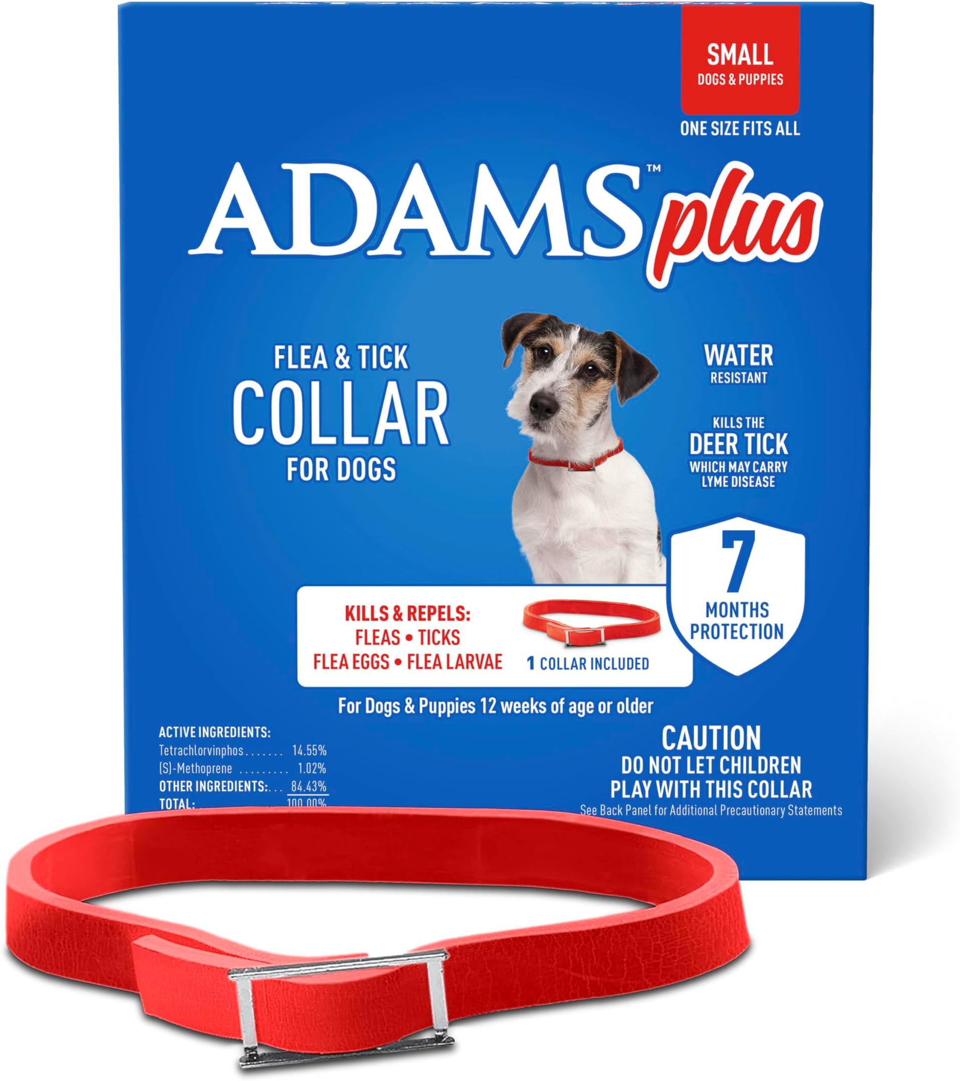 Plus Flea & Tick Collar for Small Dogs, Flea Collar for 7-Month Prevention, Adjustable Collar Fits Small Dogs & Puppies, Kills Fleas & Ticks, 1 Count