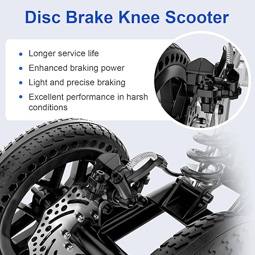 Miniatura 4 de Patinete de rodilla plegable todo terreno - Andador de rodilla económico para lesiones en los pies, alternativa compacta a las muletas - Negro