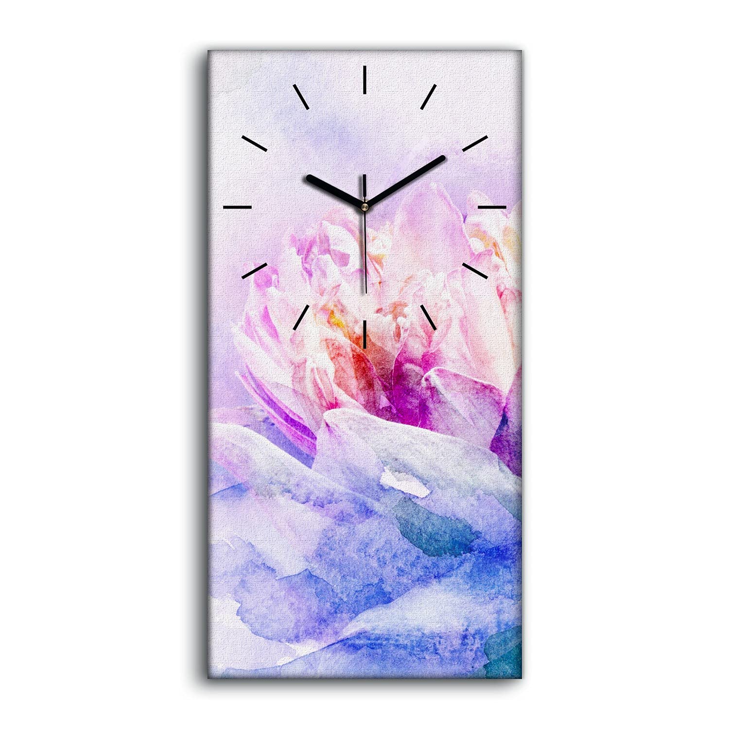 Horloge sur toile sans tic tac Coloray montre murale silencieuse fleur 30x60cm