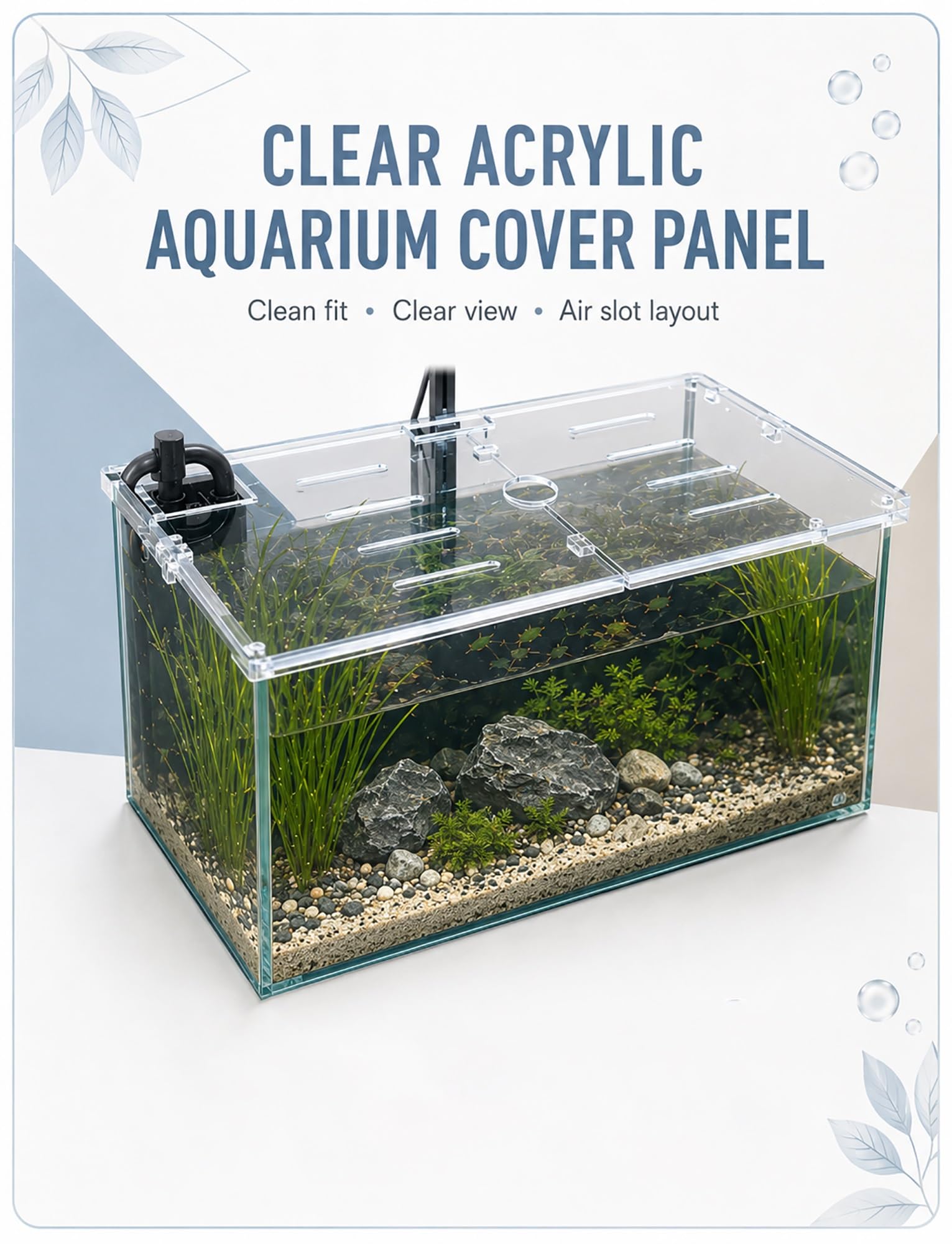Panel de Cubierta Acuario acrílico | Cubierta de tanque de vidrio con parte superior abierta de varios tamaños(45X40cm(17.7X15.7in))