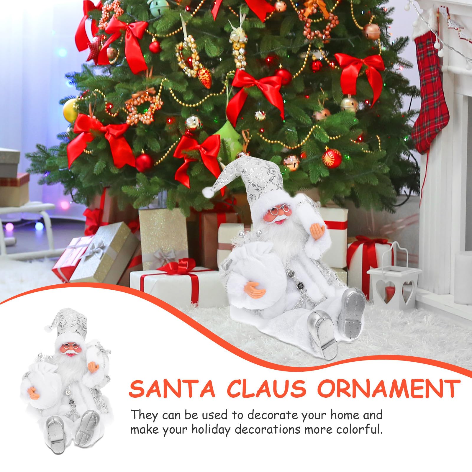 Didiseaon 4 Piezas Adorno Navideño de Papá Noel de Resina Blanco, Figura