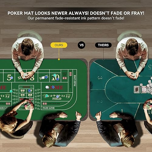 Miniatura 7 de YUZPKRSI Alfombrilla de mesa profesional portátil de 70 x 35 pulgadas con bolsa de transporte, diseño de dados de goma antideslizante para fiestas,