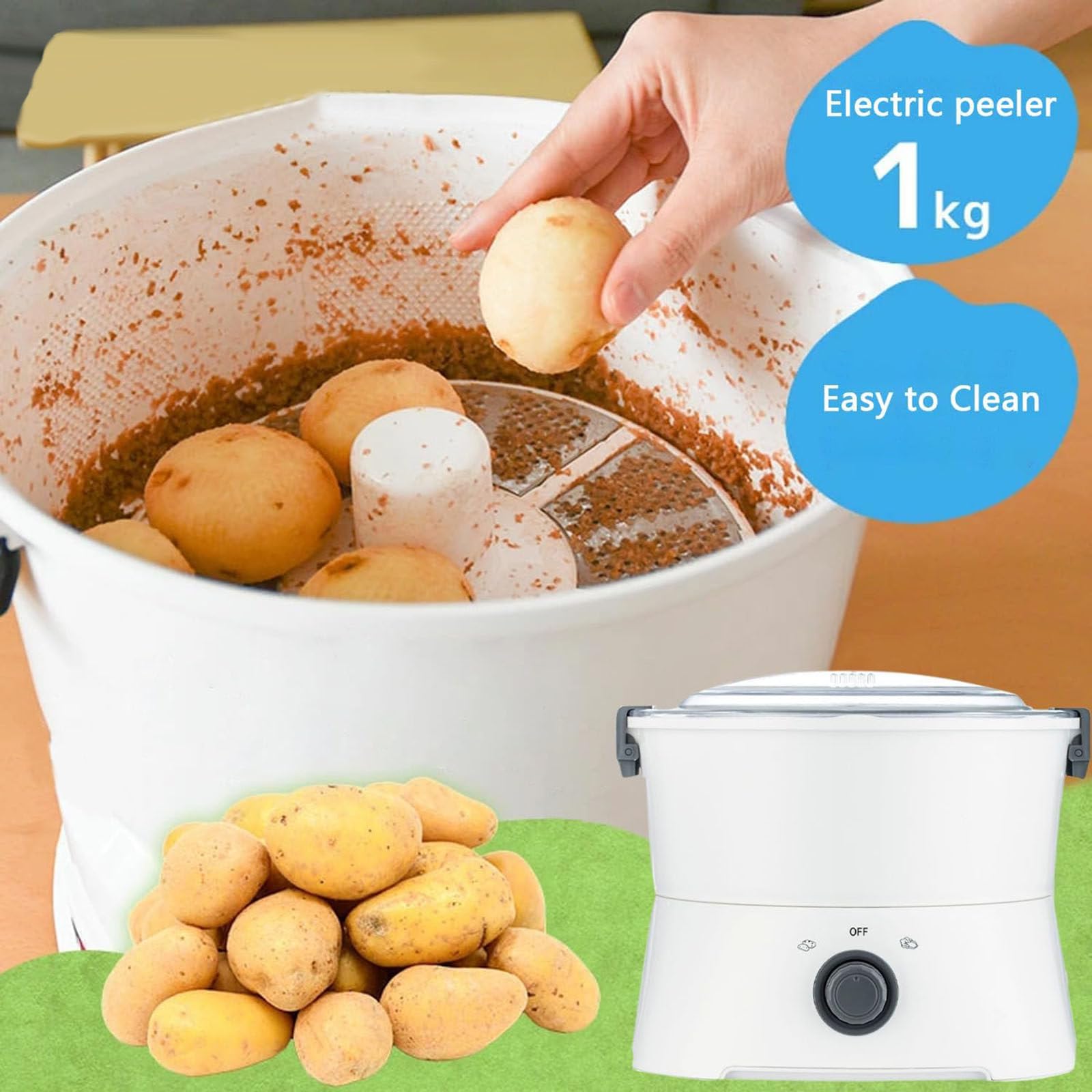 Pelador AutomáTico de Patatas, Pelador de Patatas EléCtrico Comercial de 85 W, Pelador AutomáTico de Patatas, Pelador Giratorio, Pelador de Patatas EléCtrico Comercial para Cocina