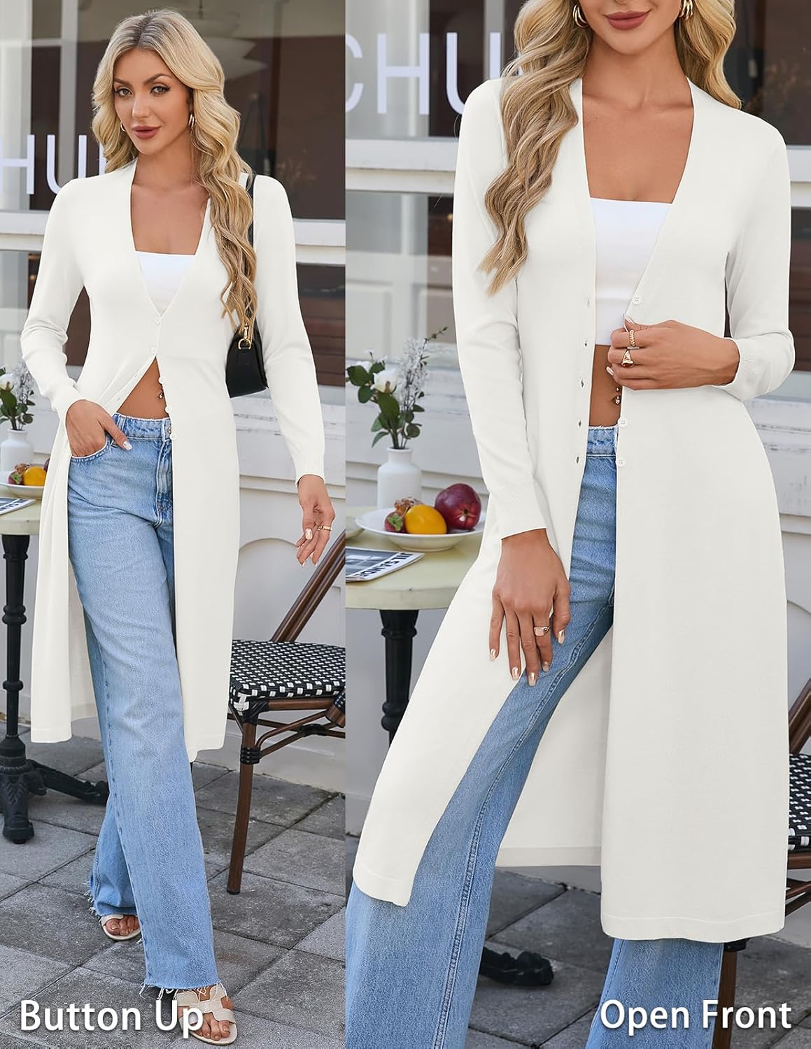 GRACE KARIN Womens Long Cardigan Trendy, Lightweight Knit Dusters Coat, V Neck Button Up Sweater Maxi Dress - Image 9