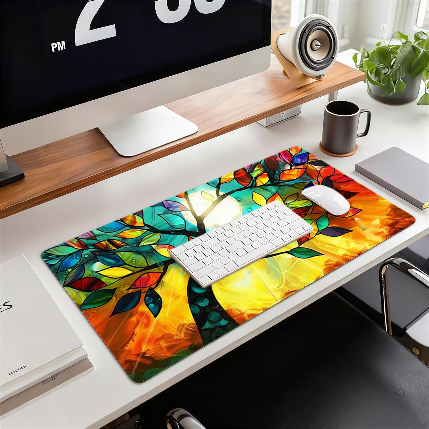 Podkładka pod mysz XXL kolor 900 x 400 x 3 mm antypoślizgowa gumowa podkładka pod mysz dla graczy drzewo dokładność kompatybilna z wszystkimi myszami, miękka powłoka wodoodporna ochrona biura do