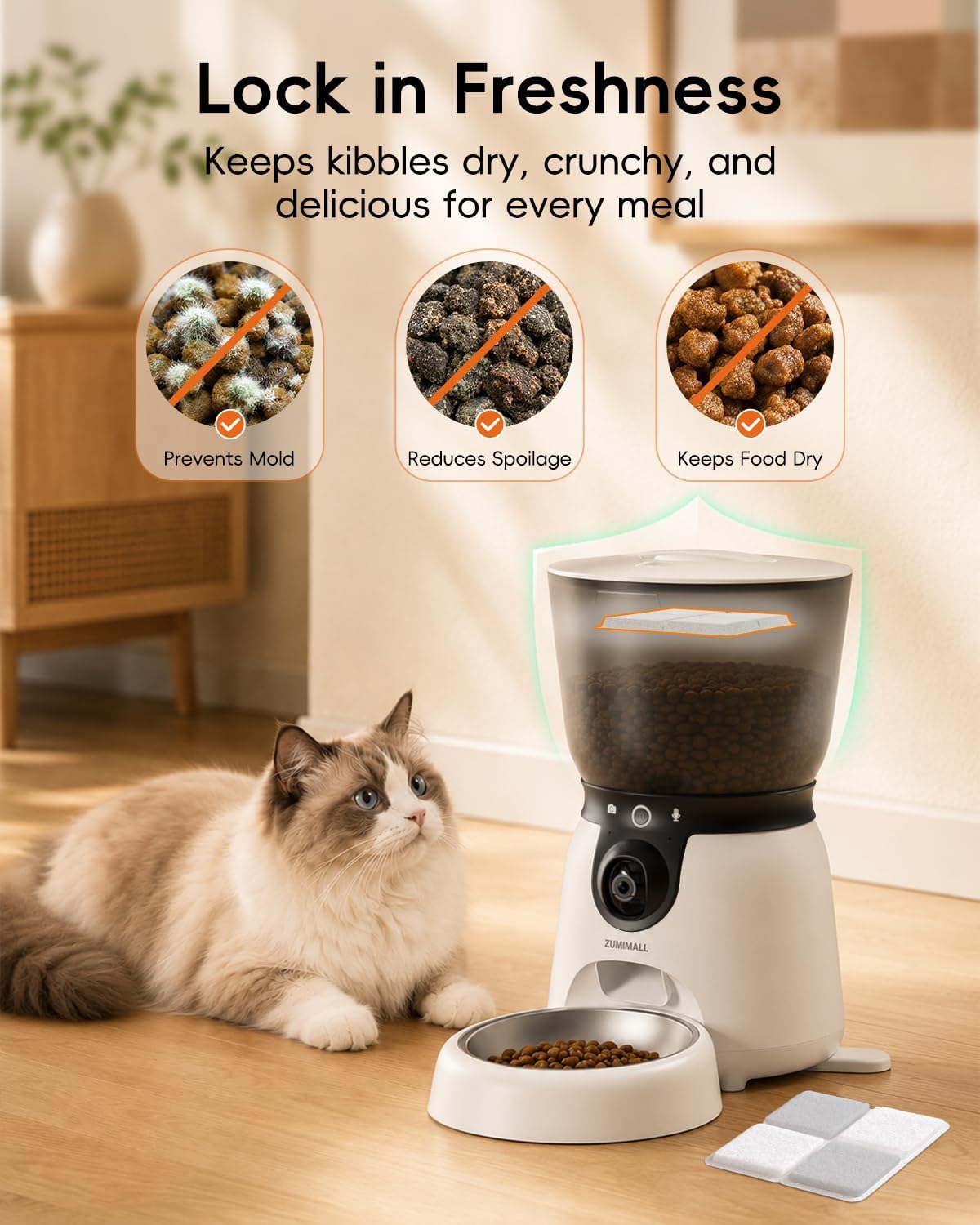 4PACK Pet Food Desiccant Bags for ZUMIMALL PET6 Automatic Cat Dog Feeders image 4