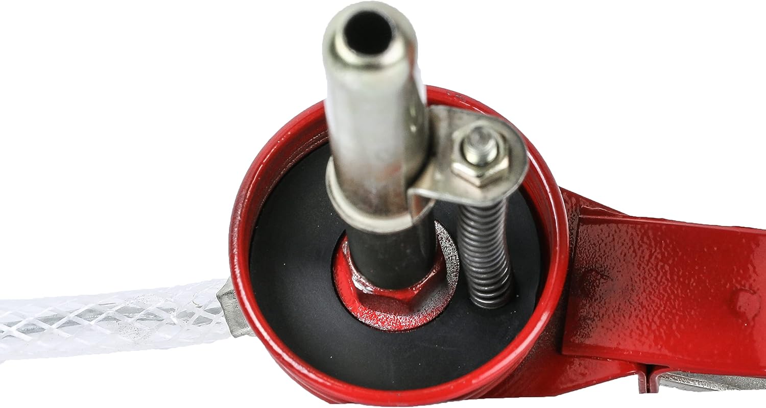 ARES 55009 – 10oz Red Lever Style Oiler Can - Includes Steel Braided Flex Hose & Offset Rigid Steel Nozzle – High Pressure Pump