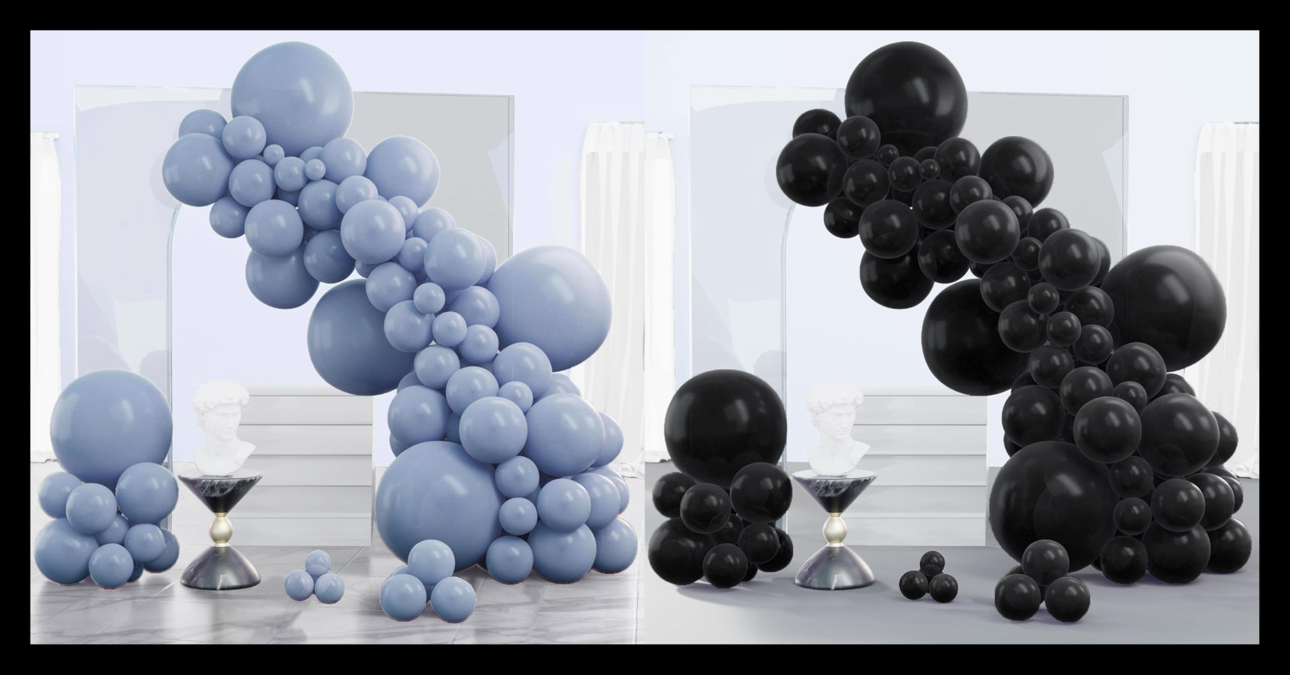 PartyWoo Dusty Blue Balloons 140 pcs and PartyWoo Black Balloons 140 pcs