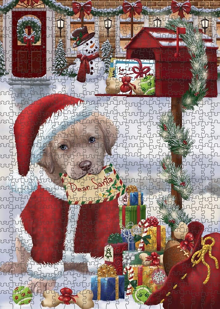 Dear Santa Mailbox Christmas Chesapeake Bay Retriever Dog Jigsaw Puzzle for Adults - Animal Printed Interlocking Puzzle Game Artwork - Gift for Dog Lover's -1000 Pcs 29.5"x19.7", PZLE55639