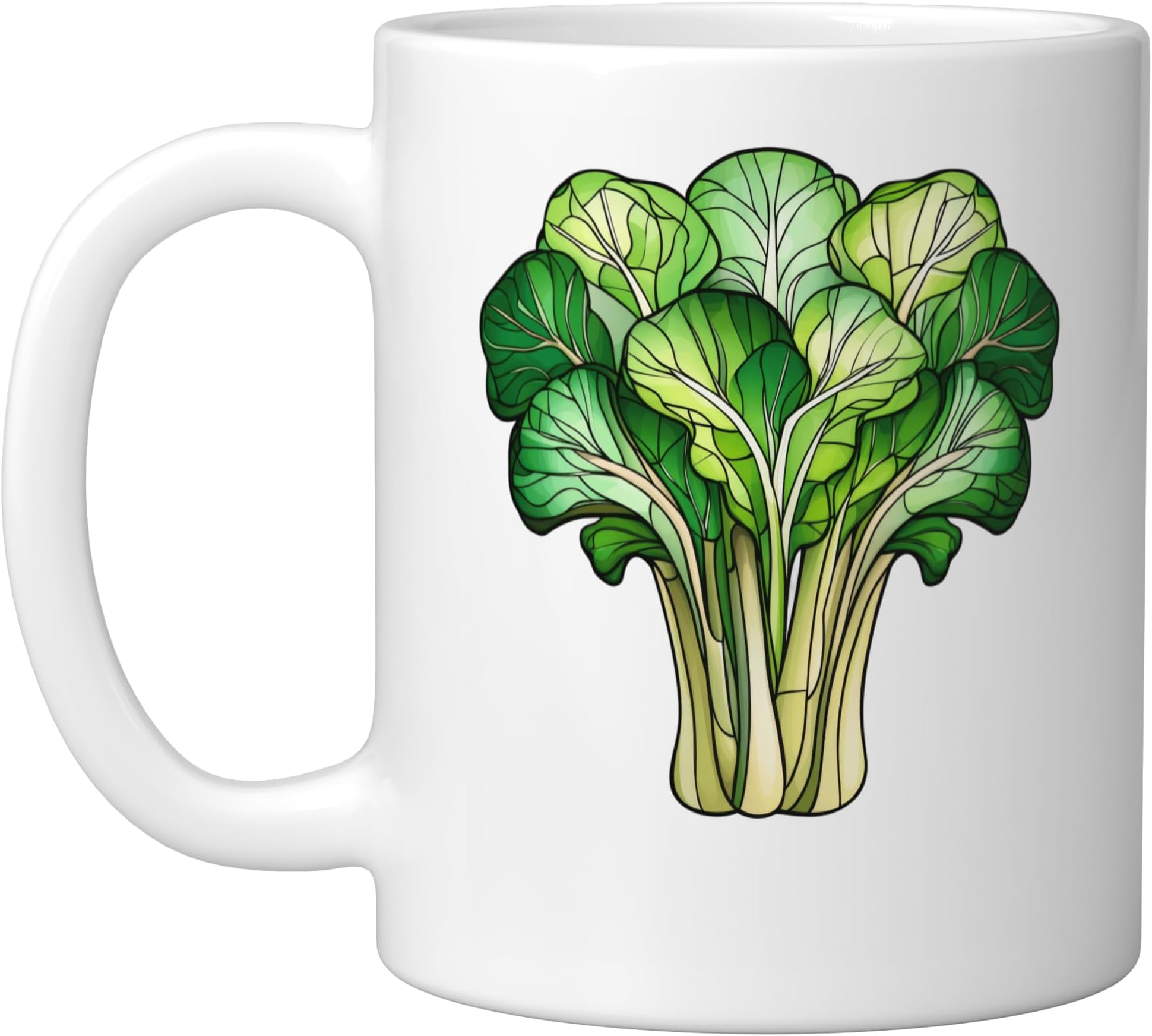 Bok Choy Stained Glass Ceramic Mug, White